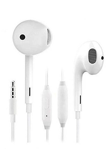 High bass wired in-ear phones with 3.5 mm jack and mic for all android, Color-White